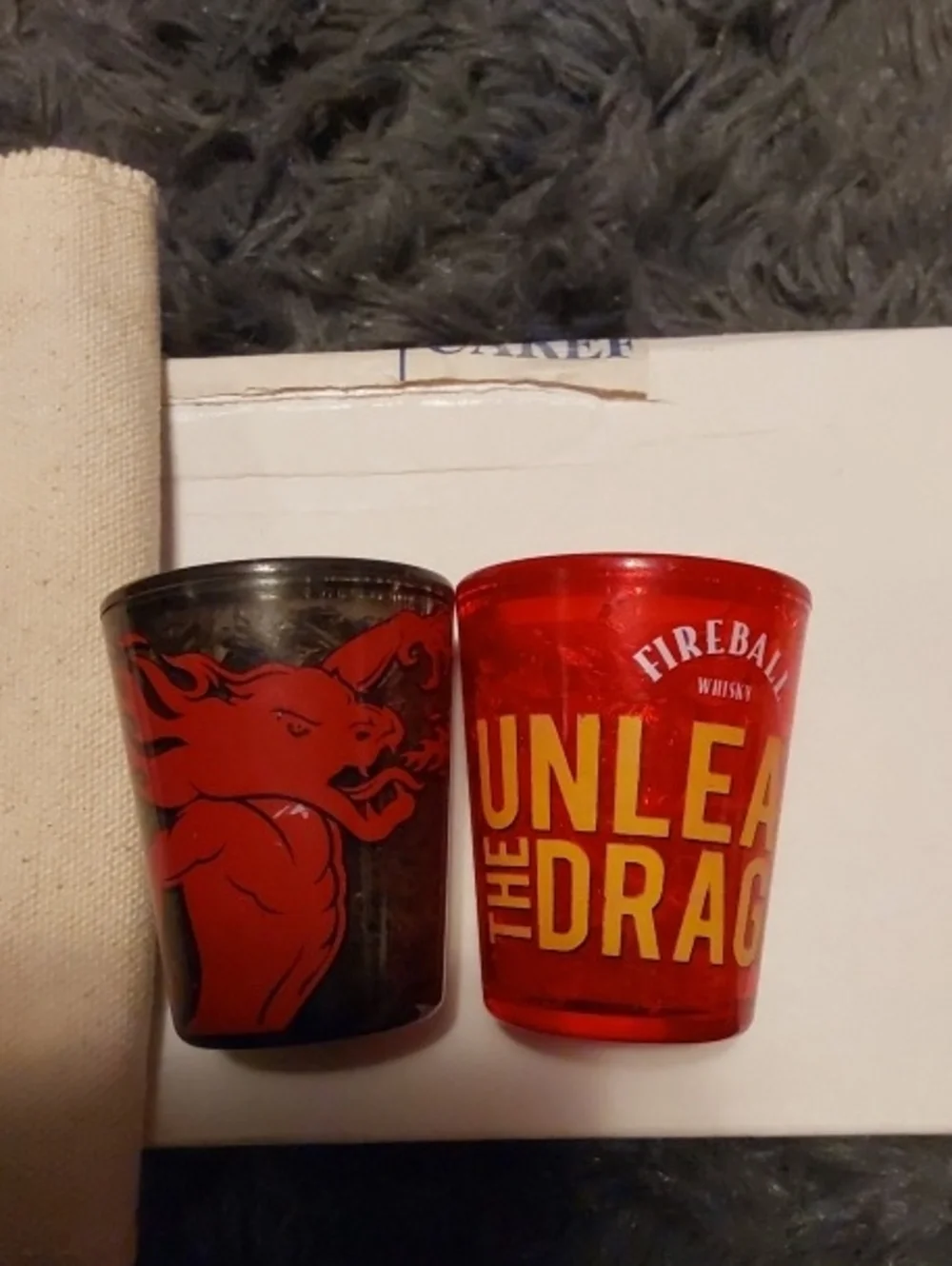 Fireball Red Shot Glass & Black Dragon Set